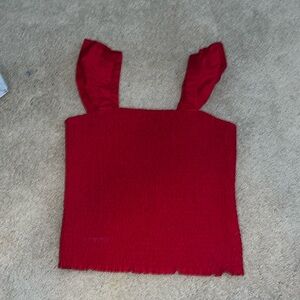Old Navy Red Tank top with ruffle strap detail size small
